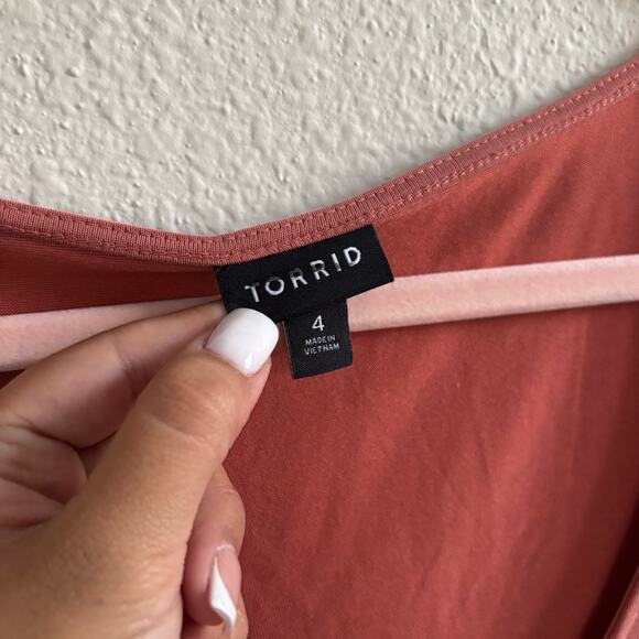 Torrid Knot Front Tank Top Stretchy Sleeveless Dusty Rose Women's Plus Size 4XL - Picture 5 of 10